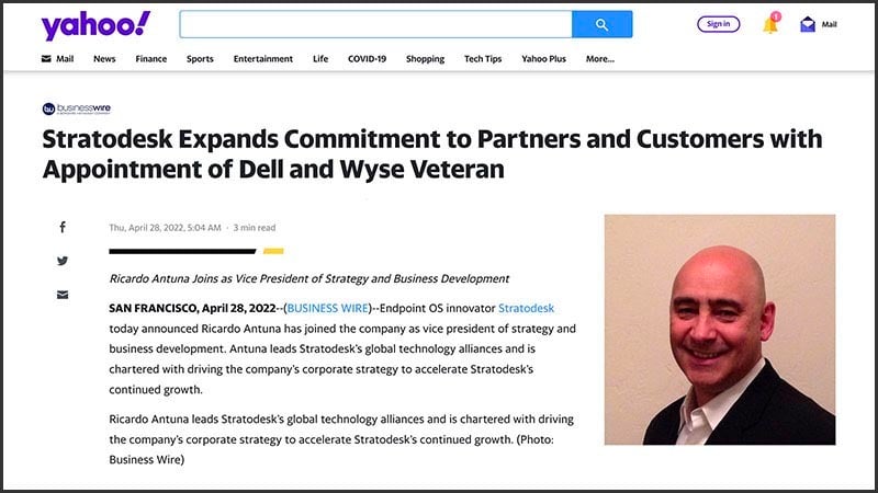 Stratodesk Expands Commitment to Partners and Customers with Appointment of Dell and Wyse Veteran newsletter2